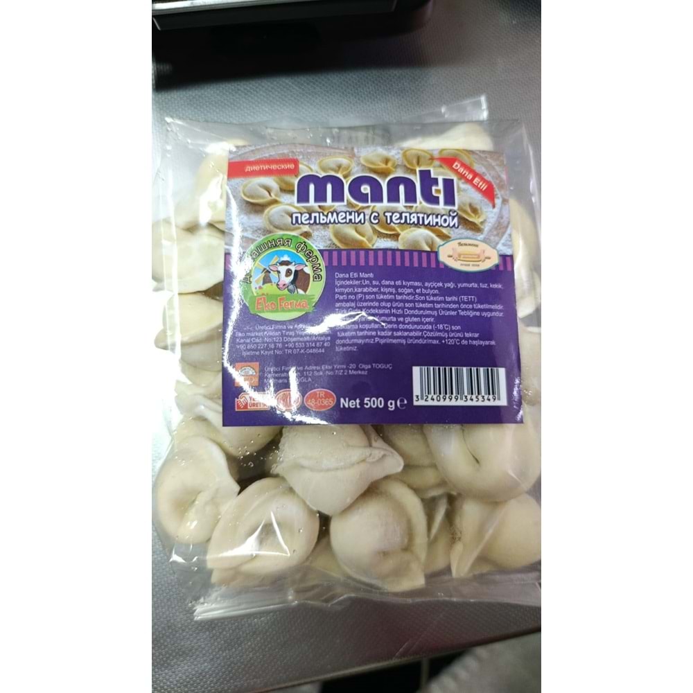 EKO MANTI 500GR DANA ETLİ