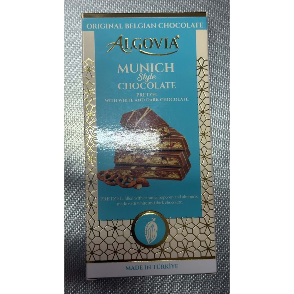 ALGOVIA MUNICH STLYE BİSKÜVİ DOLGULU BADEMLİ BEYAZ ÇİKOLATA 125g