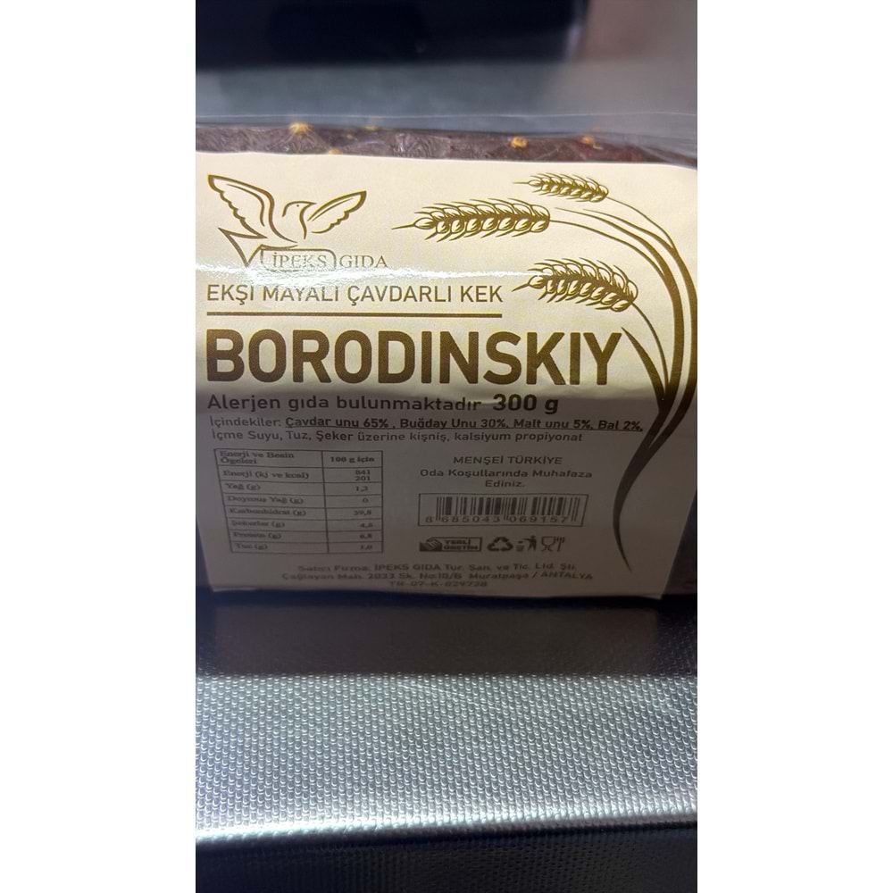BORODINSKIY EKŞİ MAYALI ÇAVDARLI KEK 300G