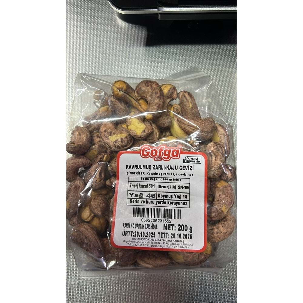GOFGA KAVRULMUŞ ZARLI-KAJU CEVİZİ 200G
