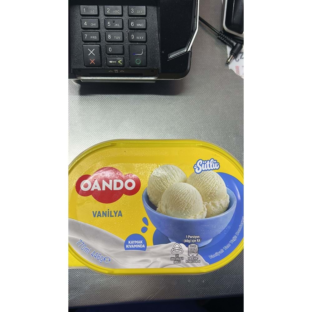 OANDO VANİLYALI KAP DONDURMA 770ML