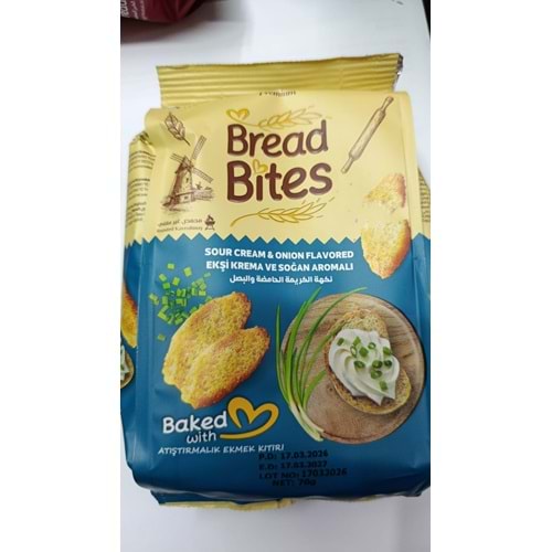 BREAD BITES SOUR CREAM & ONION FLAVORED 70GR