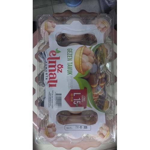 ÖZ ELMALI GEZEN TAVUK YUMURTASI L 15Lİ