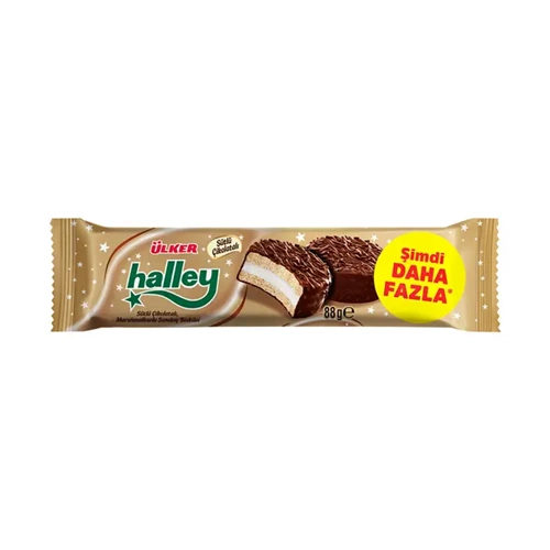 ÜLKER HALLEY ÇİKOLATALI MARSHMALLOWLU SANDVİÇ BİSÜVİ 88GR