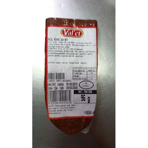 VAL-ET PİLİÇ KURU SALAM PRESLENMİŞ 0.095 - 0.105 GR